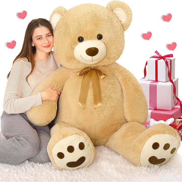 MorisMos Hellbraun Teddybär gross, 120cm Riesen Teddy Kuscheltier XXL, Weich Teddy Bär Stofftier Plü