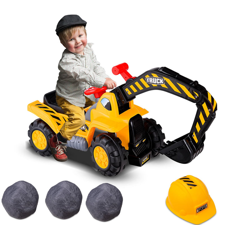 SOARS Sitzbagger, Aufsitzbagger mit Stauraum unter dem Sitz, Kinderbagger mit Horn & Soundeffekten,
