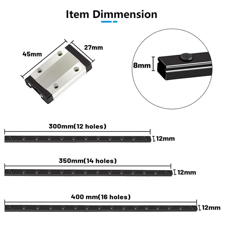UniTak3D MGN12 300mm Linear Guide Rail mit MGN12H Lagerstahlwagenblock für CoryXY DIY 3D-Drucker und