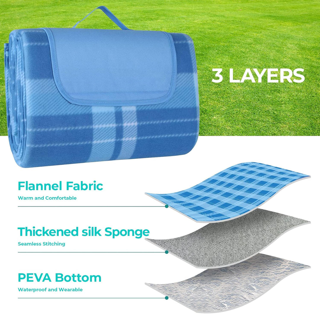 LIFERUN 300x300 cm Picknickdecke XXL, Picknickdecke Wasserdicht mit isoliert Rückseite, Tragegriff,
