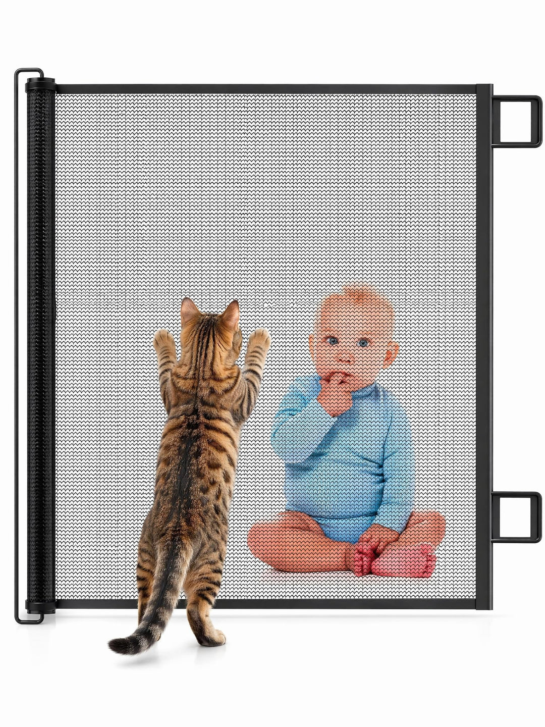 Treppenschutzgitter, Ausziehbares Sicherheitsgitter 78 cm Hoch, Automatische Aufrollfunktion, Strapa