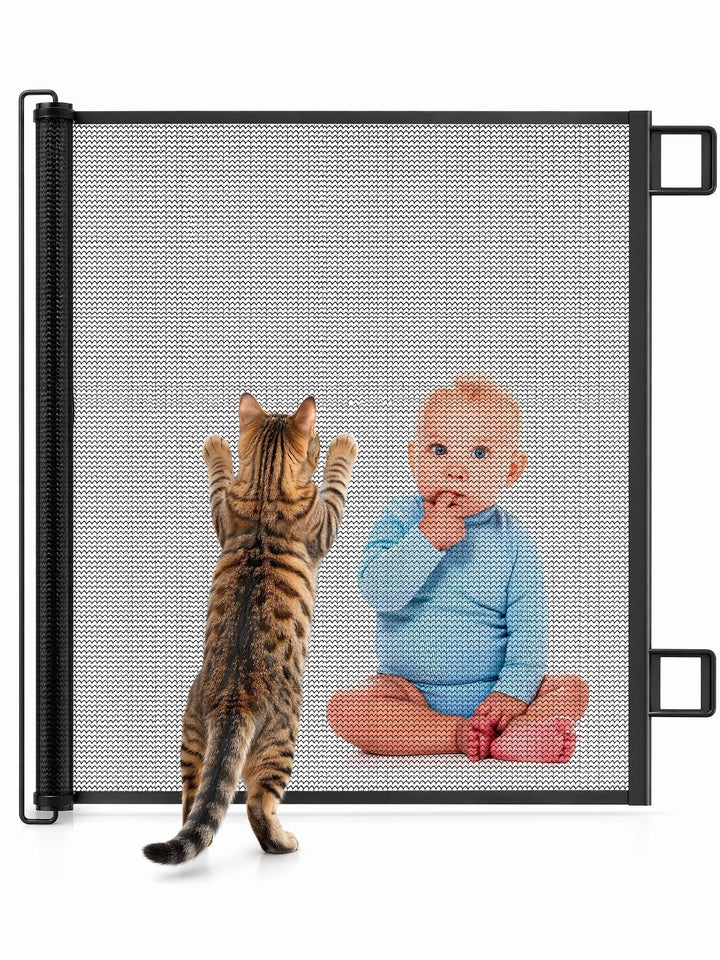 Treppenschutzgitter, Ausziehbares Sicherheitsgitter 78 cm Hoch, Automatische Aufrollfunktion, Strapa