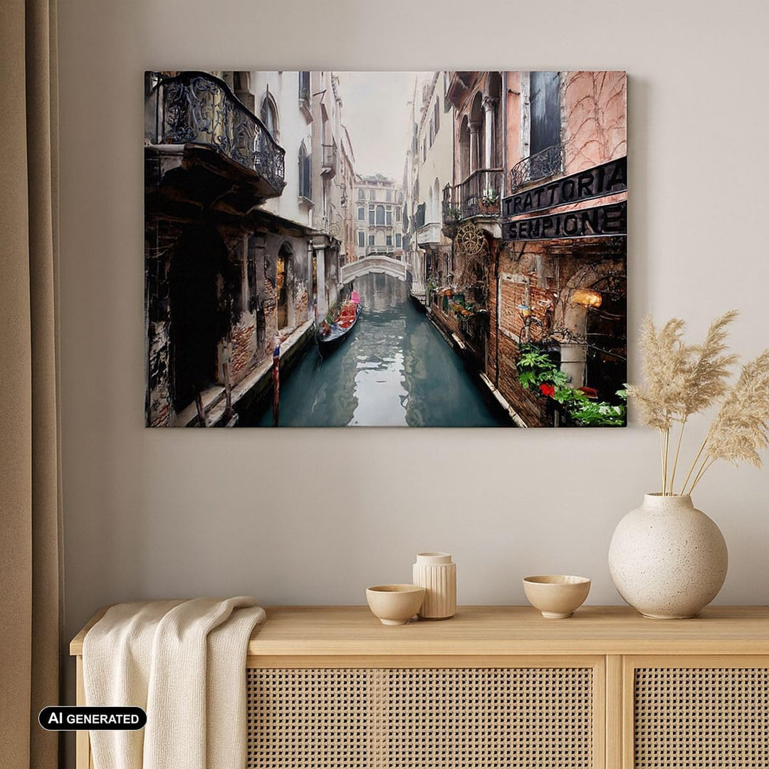 Bilder auf Leinwand 100x70cm Leinwandbild Boot Brücke Tourismus Venedig Gross Wanddeko Bild Schlafzi