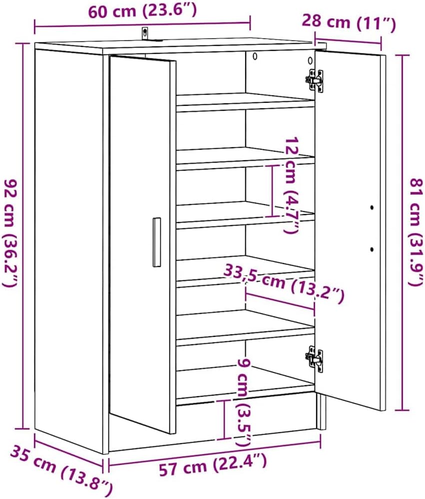 vidaXL Schuhschrank, Schuhregal mit Stauraum, Schuhkommode für Schlafzimmer Flur, Schuhaufbewahrung