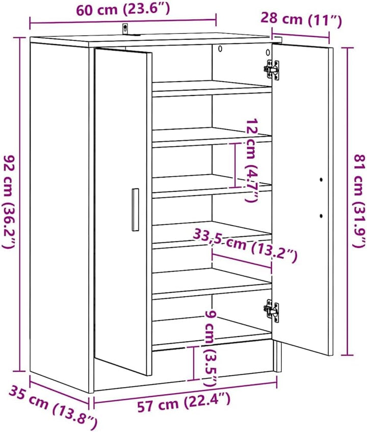 vidaXL Schuhschrank, Schuhregal mit Stauraum, Schuhkommode für Schlafzimmer Flur, Schuhaufbewahrung