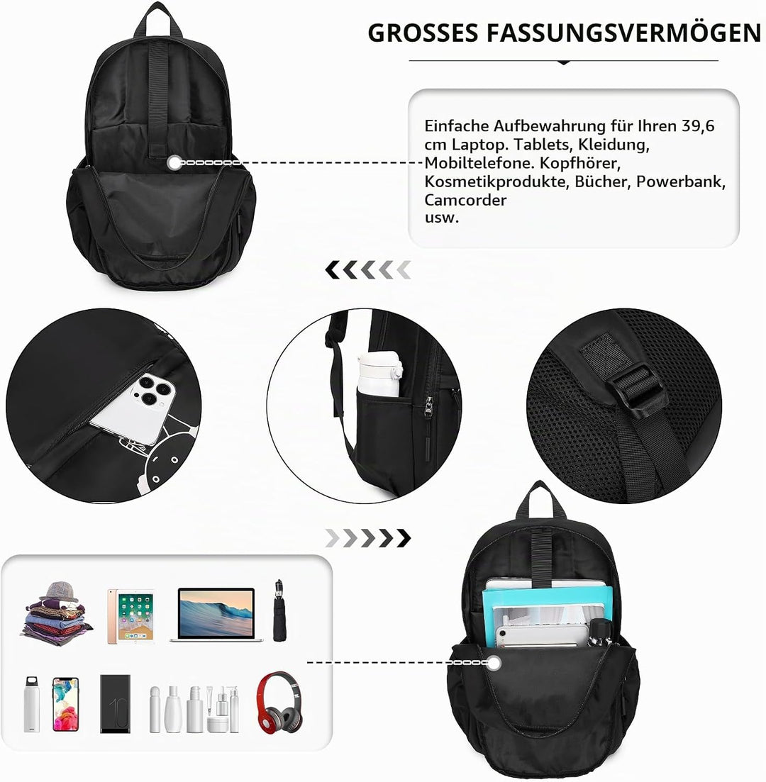 KONO Leuchtender Schulrucksack 3-in-1 Set, Anime Jungen Schulranzen Umhängetasche Federmäppchen, 15.