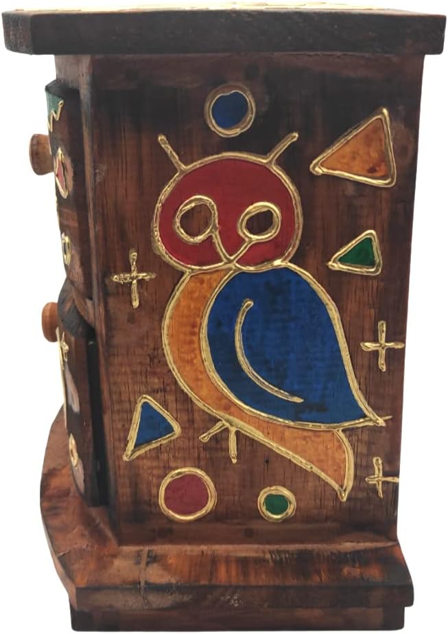Buho Mini-Schubladenschrank aus Holz zum Aufstellen auf dem Tisch mit 2 Schubladen, Nähkästchen, Sch