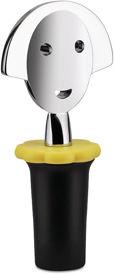 Alessi "ANNA STOP 2" Flaschenverschluss aus EVA, schwarz und verchromtem Zamak, 4cm, AAM06 B