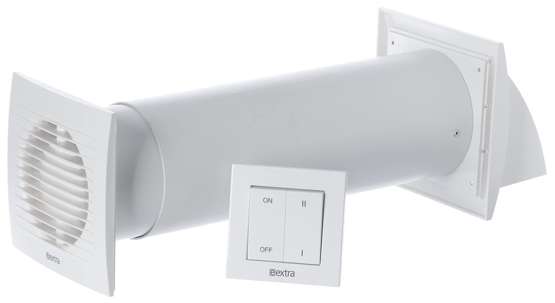 Steinberg14 Ø 100mm Weiss Dezentrale Einzelraumlüftungsanlage mit Wärmerückgewinnung 85% - mit Schal