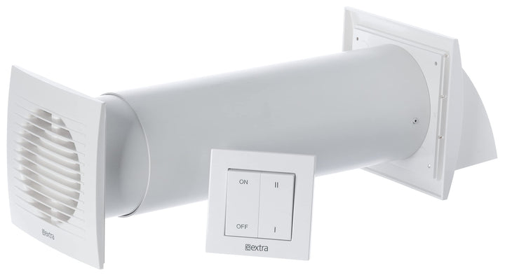 Steinberg14 Weiss 125mm Dezentrale Lüftung mit Wärmerückgewinnung - Rekuperator mit Schalter - Wandl