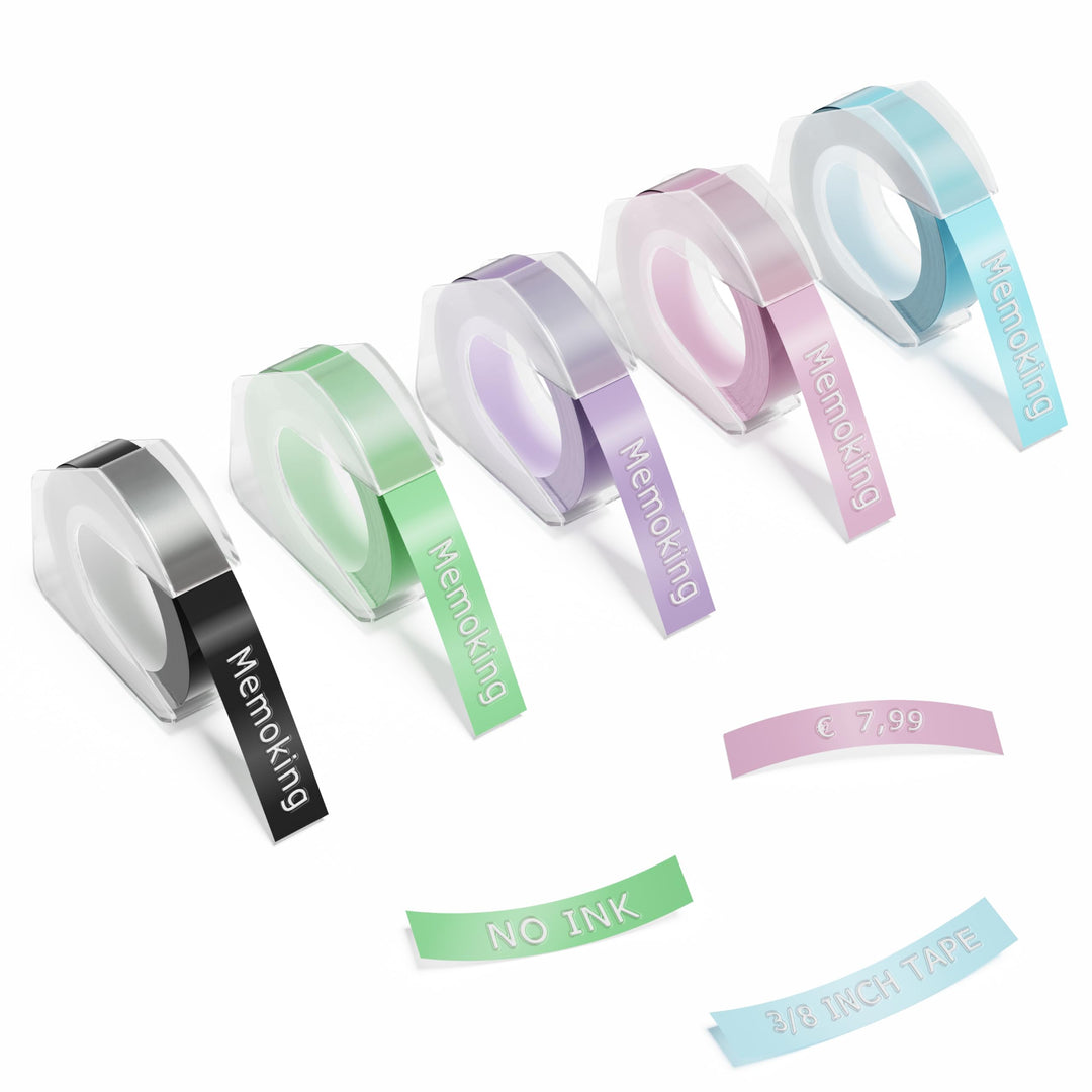 3D Prägegerät Etiketten - 3/8" (9mm) Kompatibel mit Vixic Omega S, Phomemo E975, DYMO Omega, DYMO Ju