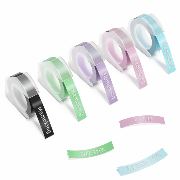 3D Prägegerät Etiketten - 3/8" (9mm) Kompatibel mit Vixic Omega S, Phomemo E975, DYMO Omega, DYMO Ju