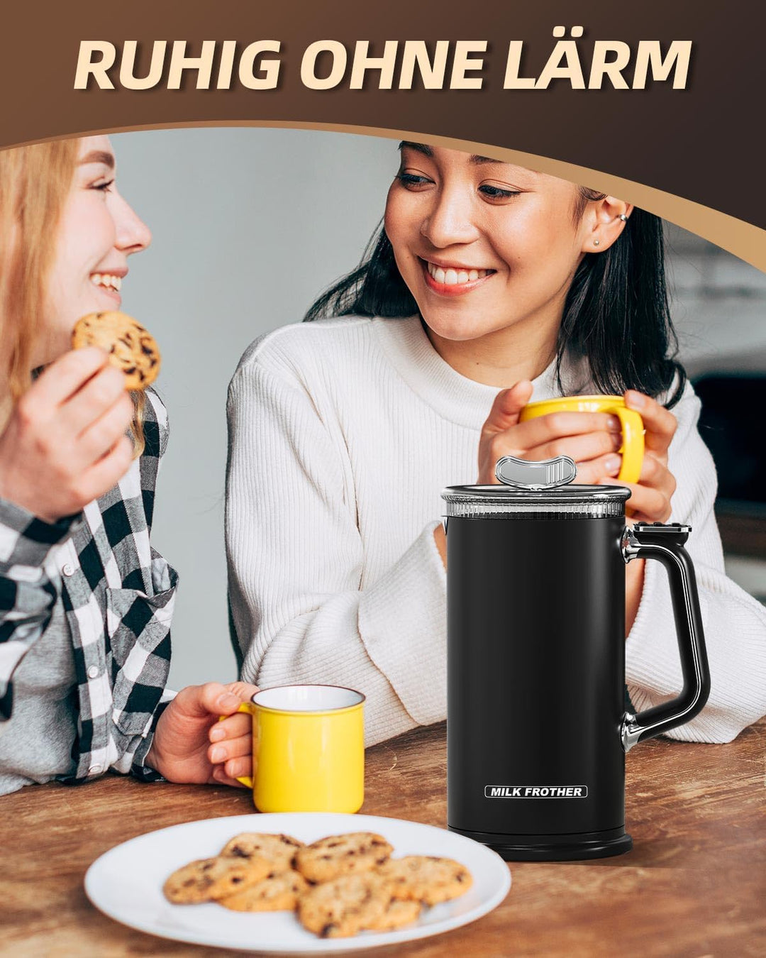Milchaufschäumer Elektrisch 4 in 1, 500 ML Automatische Induction Milch Frother, 4 Programme für War