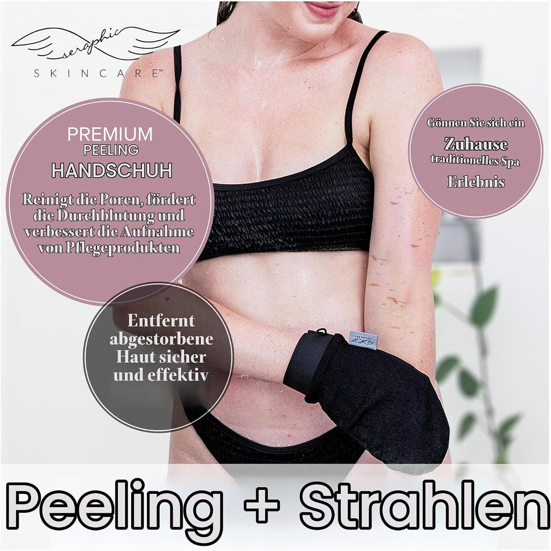 Seraphic Skincare (Original) Premium Exfoliating Mitt for Body (2 pc) – veganes Körperpeeling