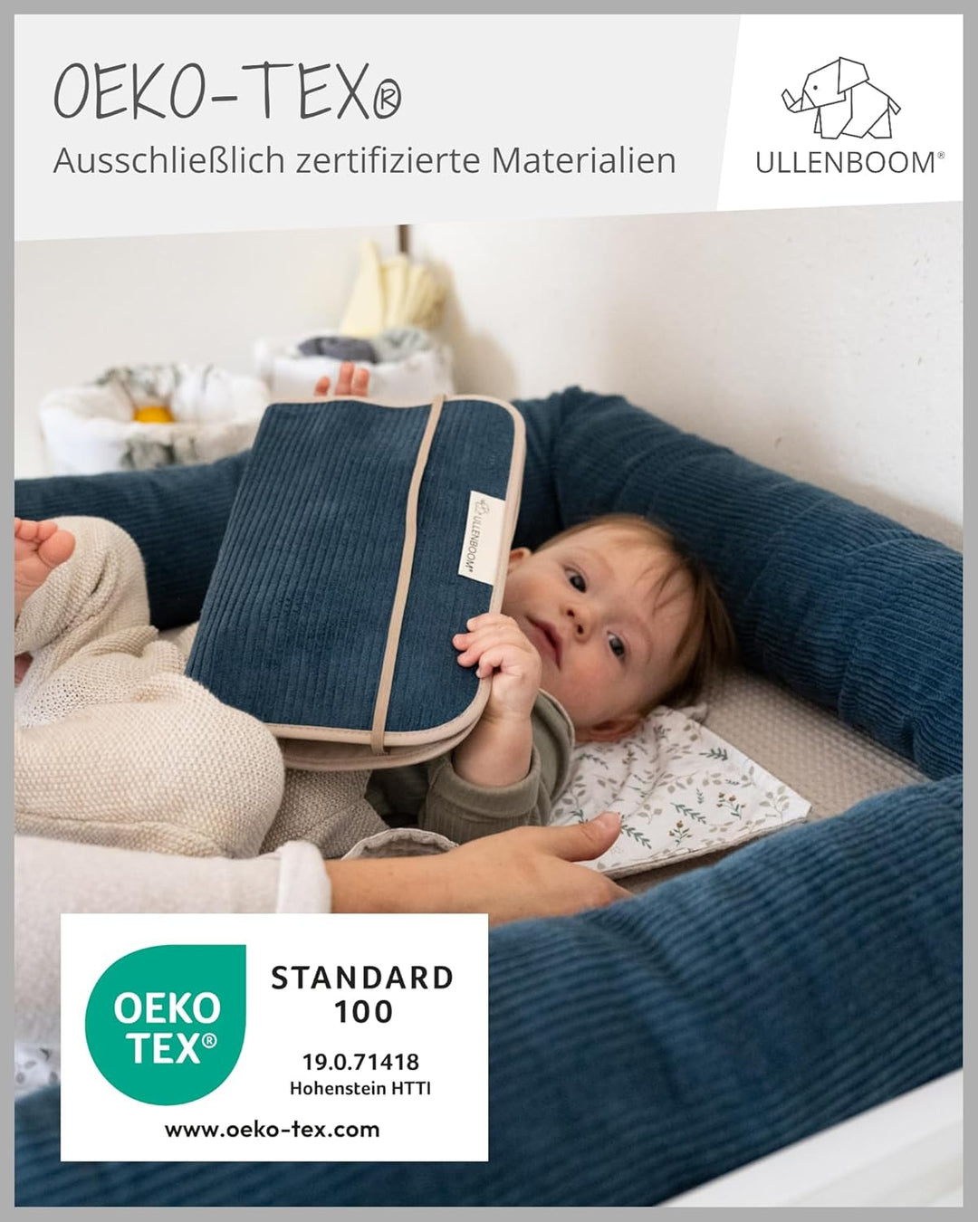 ULLENBOOM Windeltasche für unterwegs, Cord Petrol, Made in EU - Wickeltasche für bis zu 3 Windeln, F