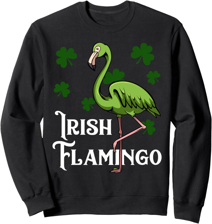 Irish Flamingo St. Patricks Day Kleeblätter Tier Vogel Sweatshirt