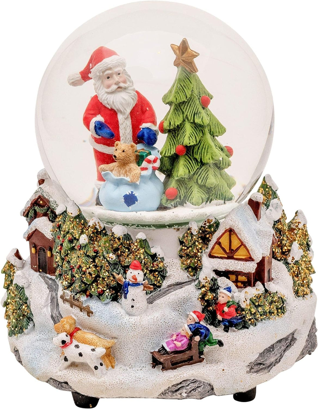 Wichtelstube-Kollektion XL LED Schneekugel Weihnachten elektrischer Schneewirbel, viele Melodien und