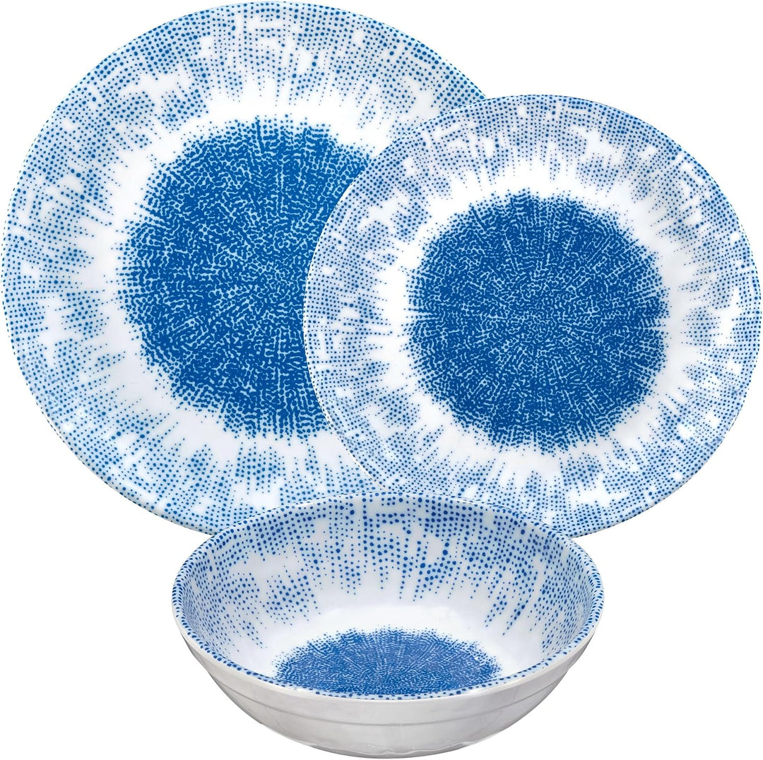 Melamin Geschirr Set Wish Flower Blau 2 Personen Wohnwagen Camping Picknick 6 Teile - Geschirr, 6 Te