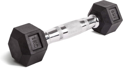 C.P. Sports Hexagon Hanteln gummiert 1-80 kg (Stück) + gratis Griffpolster Dumbbell mit ergonomische