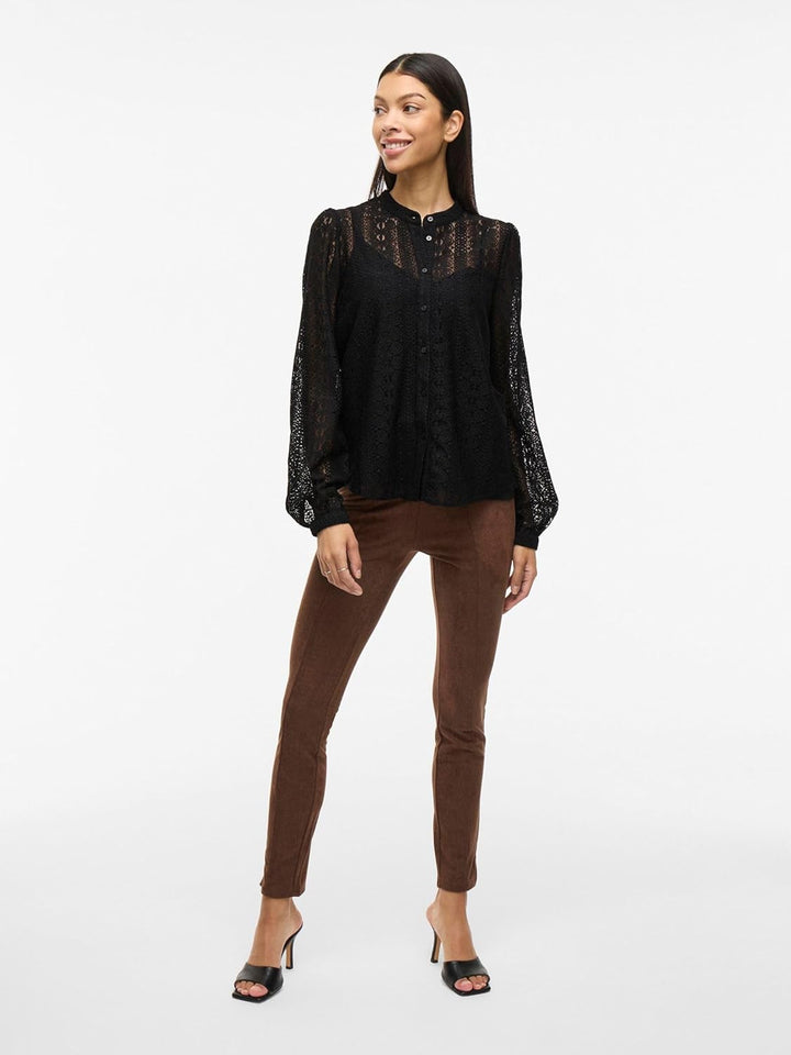 Vila Female Hemd VICHIKKA Spitzen XS Schwarz, XS Schwarz