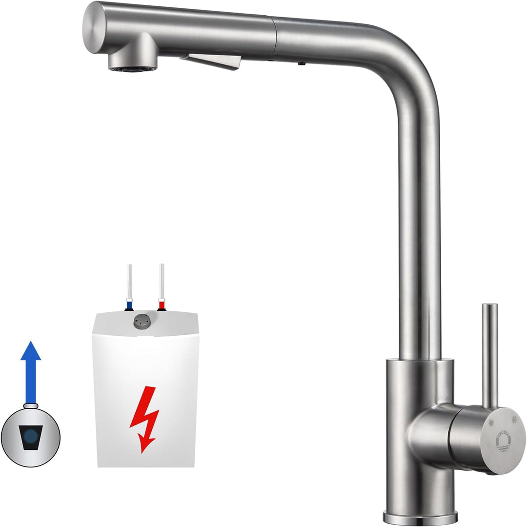 Niederdruck Armatur Küche Ausziehbar CECIPA, Wasserhahn Küche 3 Anschlüsse, Küchenarmatur Niederdruc