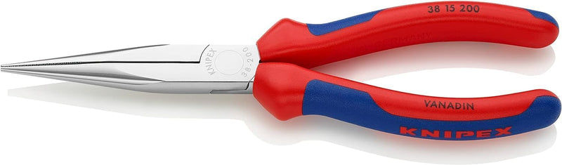 Knipex Mechanikerzange verchromt, mit Mehrkomponenten-Hüllen 200 mm 38 15 200 gerade, flach-runde Ba