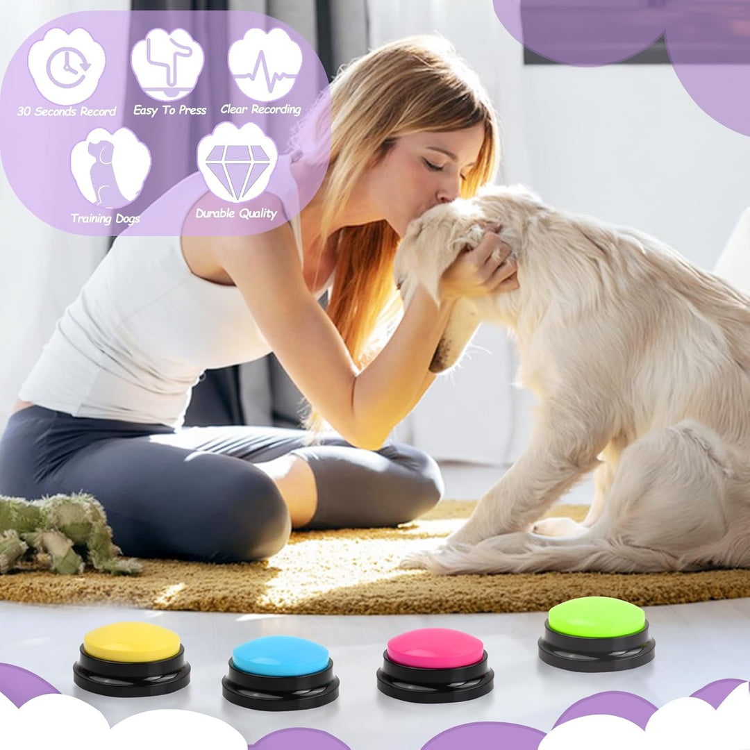 5 Stück Haustier Kommunikation Taste, 30 Sekunden Aufnahme Hunde Sprechende Knöpfe, Hund Antwort Buz