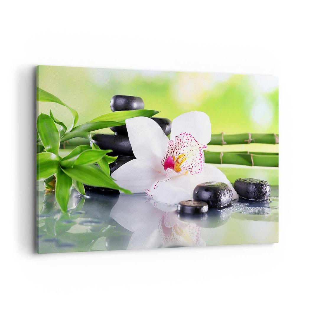 Bilder auf Leinwand 100x70cm Leinwandbild mit Rahmen blume orchidee Gross Wanddeko Bild Schlafzimmer