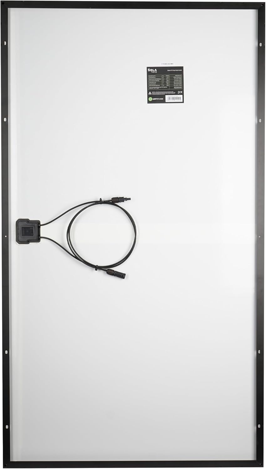SOLA Frame Black Wohnmobil Komplettset mit Haltespoiler und Laderegler 275 W schwarz, Schwarz 275 W