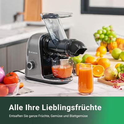 【Neues】Entsafter AOBOSI-Slow juicer mit 2 Geschwindigkeitsstufen-Entsafter gemüse und obst mit 8 stu