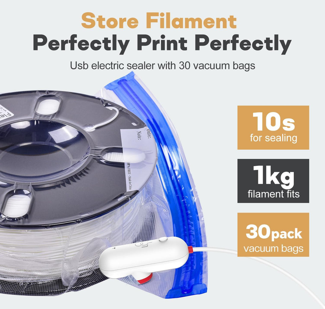 Vakuum-Filament-Kit (30 × 34 cm) mit USB-Pumpe & 30 Beuteln – Wiederverwendbar | Staub- & Feuchtigke