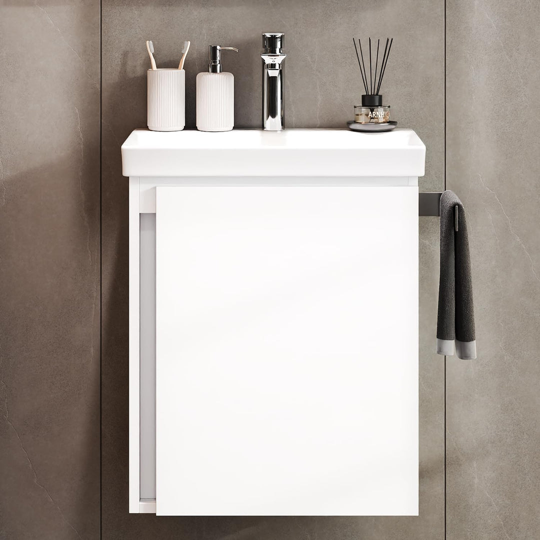 Planetmöbel Waschtisch mit Unterschrank 50 cm inkl. Waschtischarmatur Chrom, Badmöbel Set mit Waschb