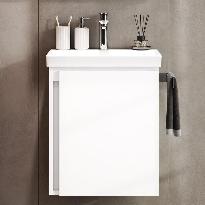 Planetmöbel Waschtisch mit Unterschrank 50 cm inkl. Waschtischarmatur Chrom, Badmöbel Set mit Waschb
