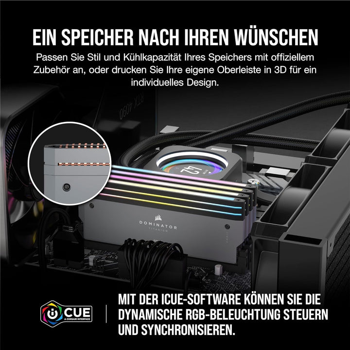 CORSAIR Dominator Titanium RGB DDR5 RAM 32GB (2x16GB) DDR5 6000MHz CL30 AMD Expo iCUE-Kompatibler Co