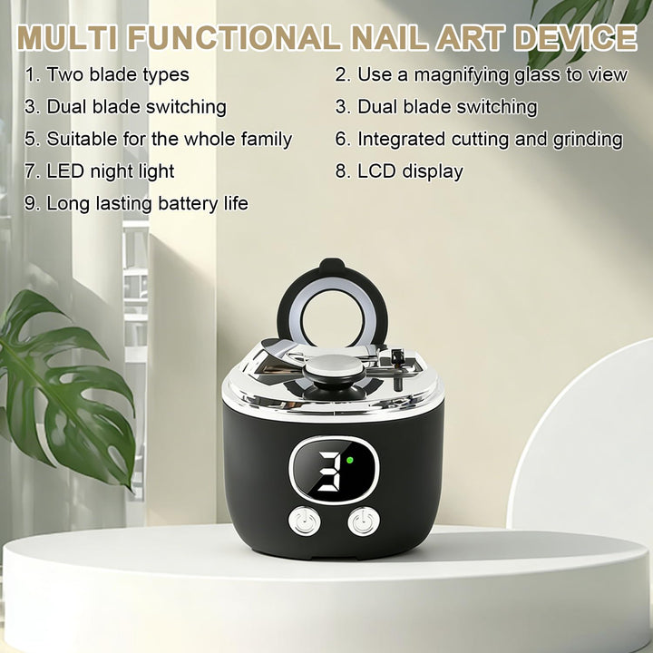 Elektrischer Nagelknipser, 4 in 1 Nagelknipser Elektrisch mit LED-Licht & Vergrösserungsglas, 3-Spee