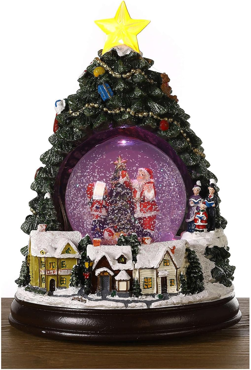 Schneekugel mit Winterdorf und Weihnachtsbaum, 25 cm hoch