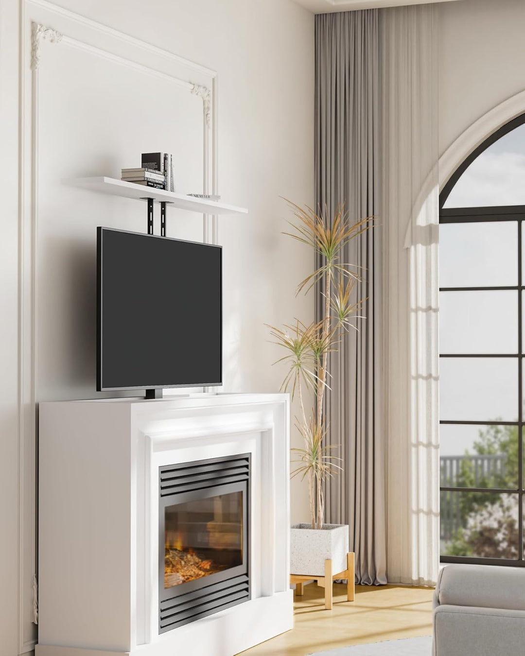 monTEK Elektrisch TV Lift zum Einbau für 37-65 Zoll bis 60kg, VESA 600x400 | mit Funkfernbedienung,
