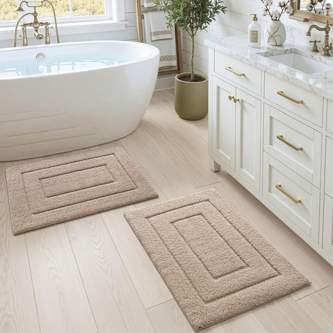 DEXI Badematte rutschfeste Set 50 x 80 cm, 2er Pack weicher Mikrofaser Badezimmerteppich, saugfähige
