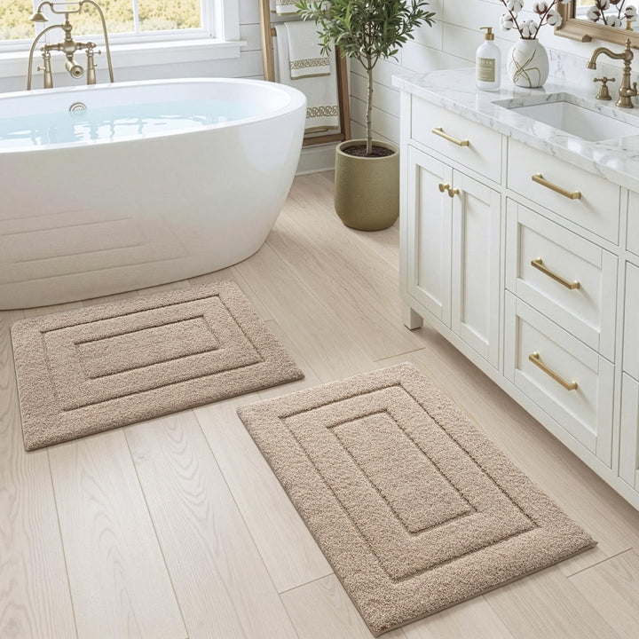 DEXI Badematte rutschfeste Set 50 x 80 cm, 2er Pack weicher Mikrofaser Badezimmerteppich, saugfähige