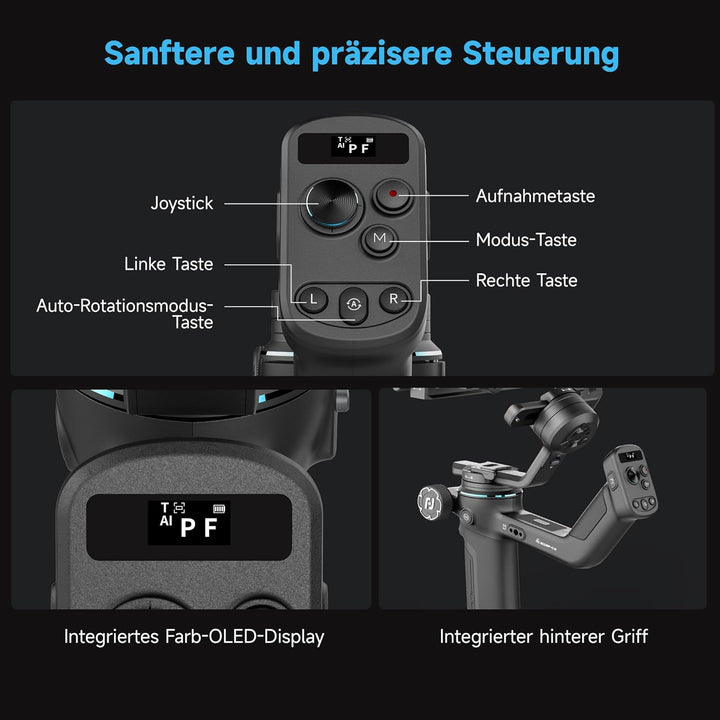 FeiyuTech [Offizielle] SCORP-C2 3-Achsen-Kamerastabilisator Gimbal mit KI-Tracking 4.0, Tastenbedien