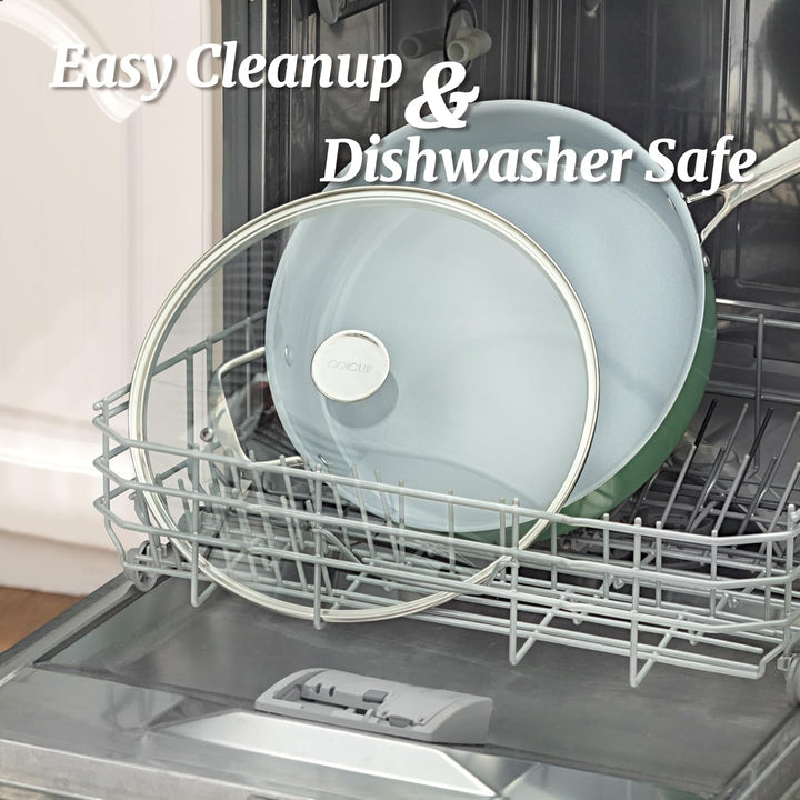 Bratpfanne 30cm Antihaft-Keramikpfanne 4.73L Tiefpfanne mit Edelstahlgriff und Deckel, Kochgeschirr