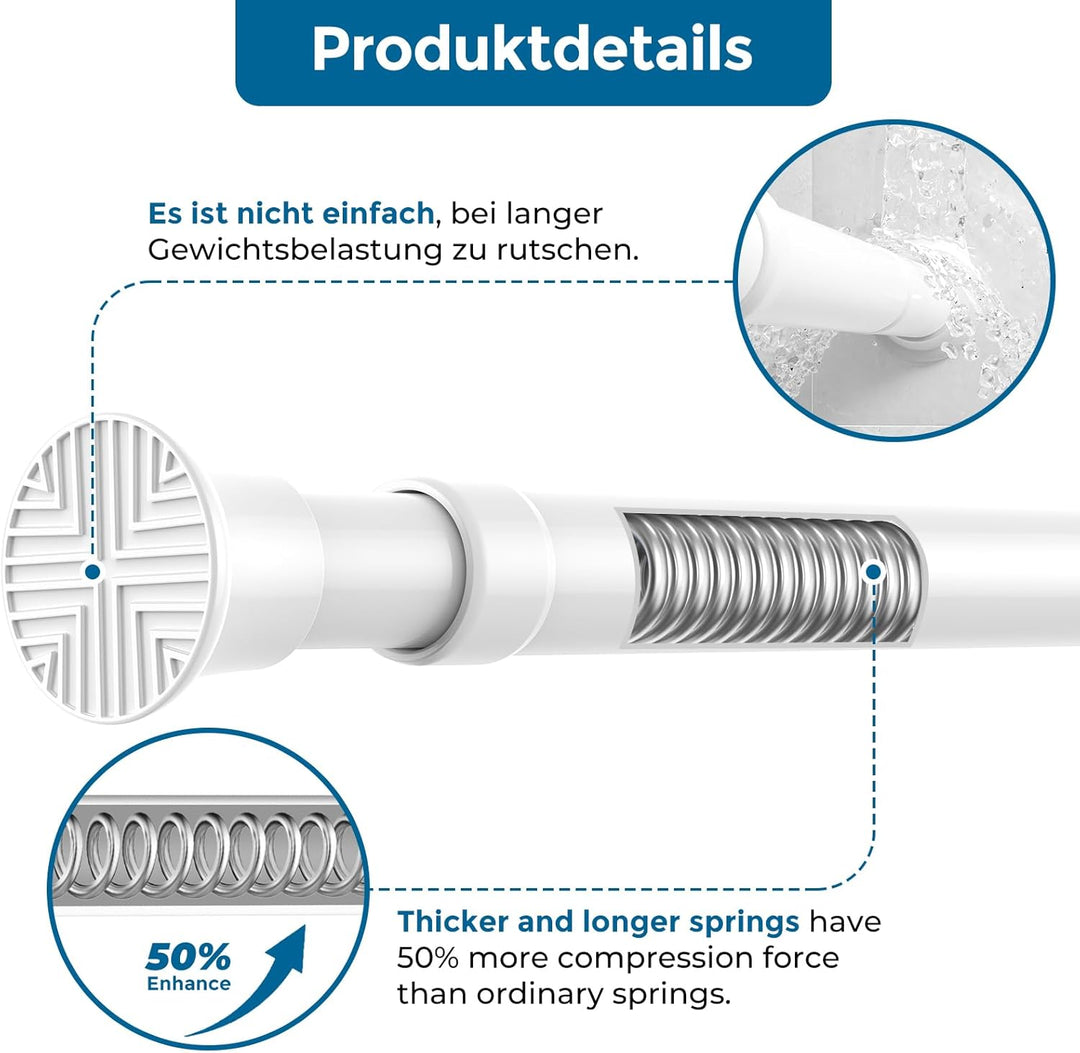 AIZESI Gardinenstange ohne Bohren 60 bis 120 cm, 2 Stück Teleskopstange, Weiss verstellbare Vorhangs