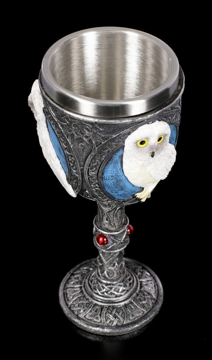 Figuren Shop GmbH Fantasy Trink-Kelch - Nacht Eule | Weinbecher, Deko-Kelch, Deko-Artikel, mit Edels
