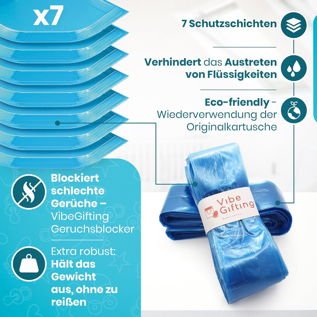 VibeGifting® XXL-Familienpackung – 9 windeleimer nachfüllfolie à 10 m, kompatibel mit Tommee Tippee