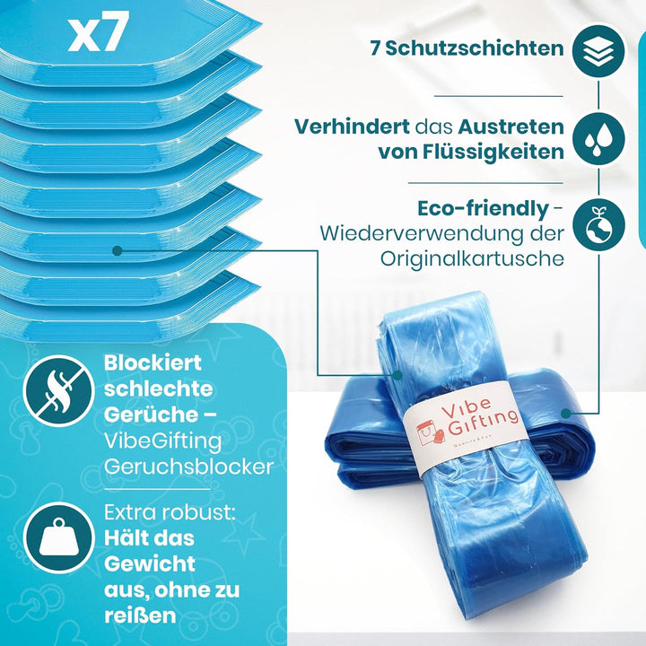 VibeGifting® XXL-Familienpackung – 9 windeleimer nachfüllfolie à 10 m, kompatibel mit Tommee Tippee