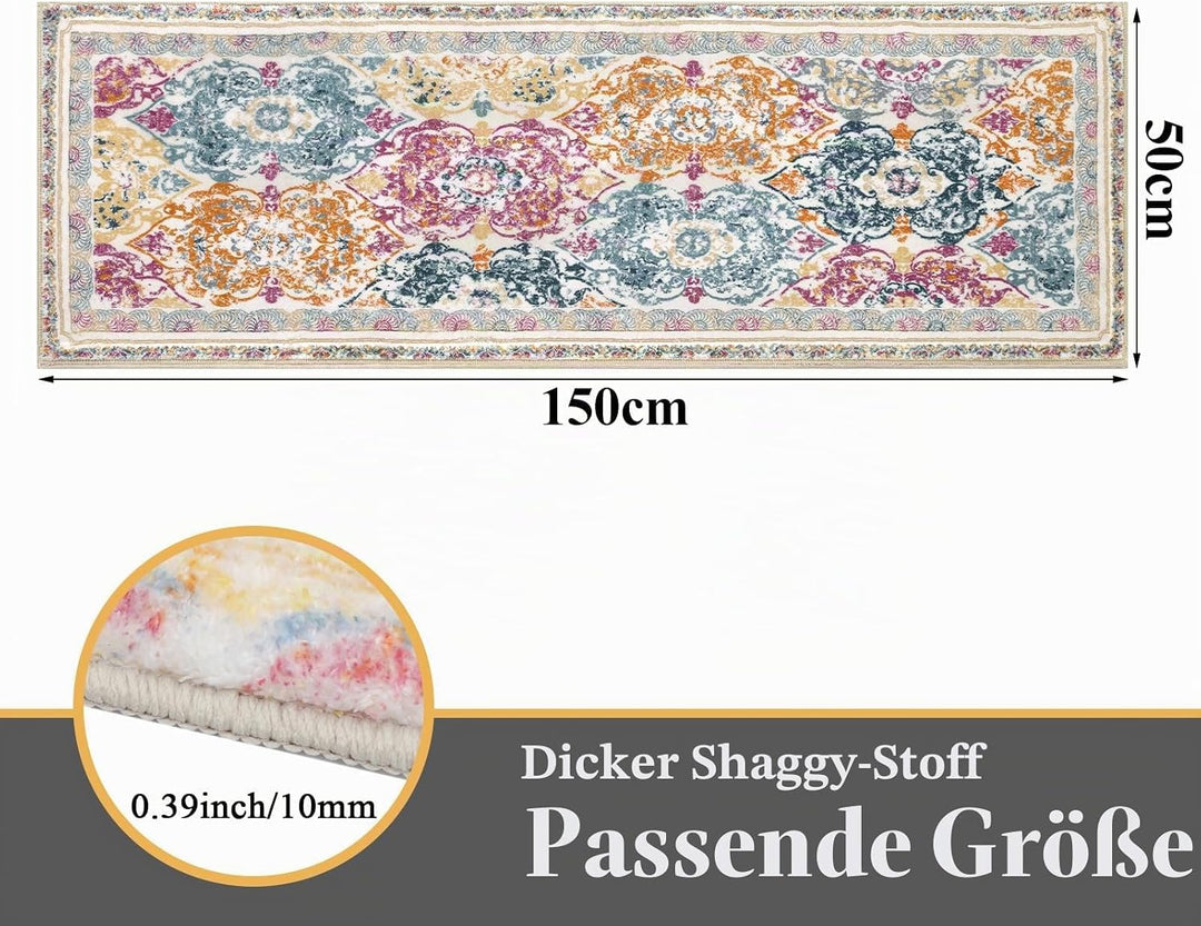 Läufer Flur 50 x 150cm Flauschig Weich Langer Teppich Läufer Waschbar Kurzflor Küchenläufer rutschfe