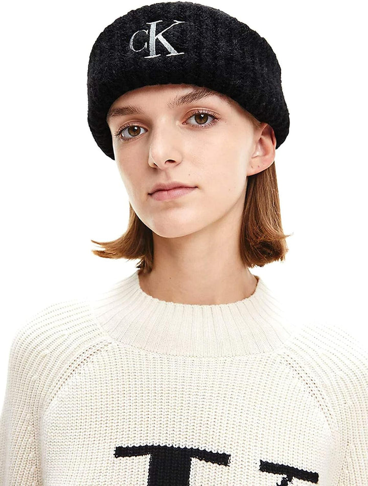 Calvin Klein CKJ Monogram Wool Blend Beanie Black