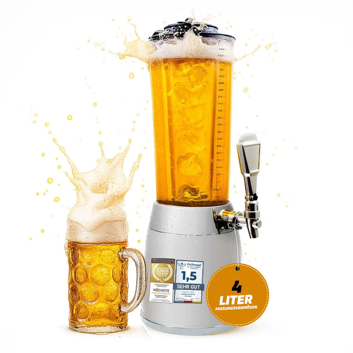 4,0L Biersäule Zapfsäule Kult Biertower Trinksäule Getränkespender Getränkesäule mit 1,3L Eiskühlung