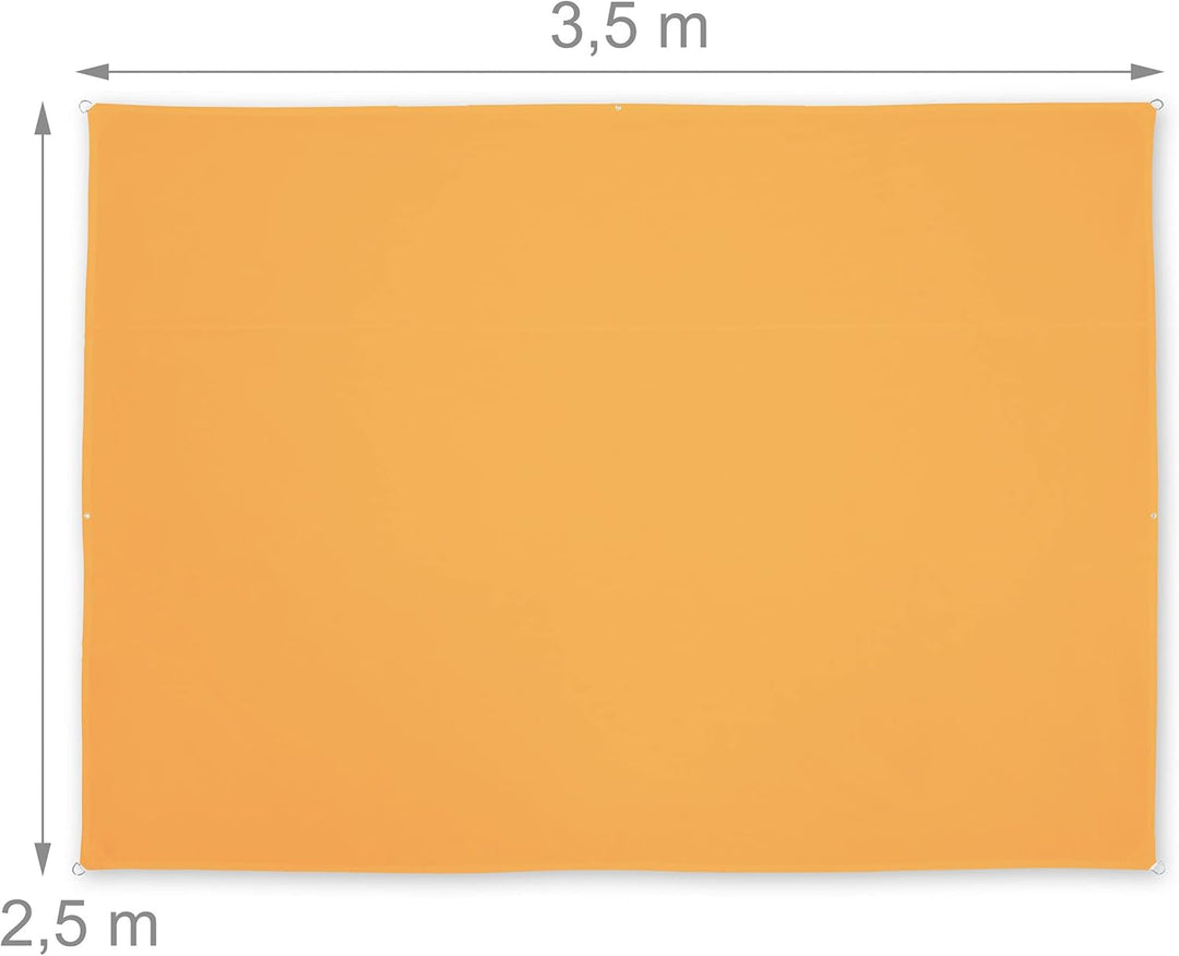 Relaxdays Sonnensegel rechteckig, 2,5 x 3,5 m, wasserabweisend, UV-beständig, mit Spannseilen, Terra