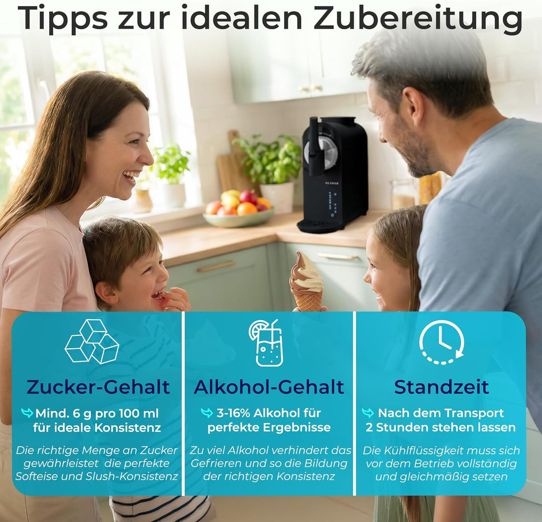 KLAMER Softeismaschine, Eismaschine & Slush Maschine mit 7 Programmen: Softeis, Slushie, Frappé uvm,